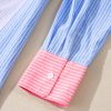 Women's Pink Stripe Oversized Color Block Shirt with Chest Pocket - Image 12