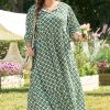 Plus Size Green Geometric Floral Print Maxi Dress with Half Sleeves - Image 6