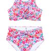 Rose Plus Size Floral Print Twisted High Waist Bikini Set for Women - Image 23