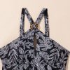 Chic Women's Black Abstract Printed Buckle Crossed Straps Skirted Tankini 2pcs Swimsuit - Image 15