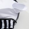 Plus Size Black Stripe 2-Piece Knot Cutout Ruffle Sleeve Swimsuit - Image 10