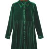 Elegant Green Long Sleeve Ruffle Velvet Button Up Mini Dress - Image 18