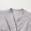 Women's Brown Plaid Flounce Sleeve Notched Neck Ruffled Shirt - Image 13