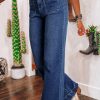 Women's Sail Blue Wide Leg Pocketed High Waist Jeans - Image 3