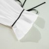 Women's Elegant White Shirt with Black Pipping, Ribbon Bowtie, and Ruffled Puff Sleeves - Image 11