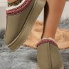 Women's Sage Green Contrast Print Suede Plush Lined Snow Boots - Image 2