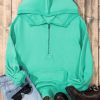 Women's Oversized Aruba Blue Hoodie with Kangaroo Pocket and Half Zipper - Image 8