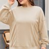 Women's Plus Size Apricot Patchwork Crewneck Sweatshirt - Image 5