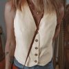 Women's White Slim Fit Buttoned V Neck Vest - Elegant Layering Piece - Image 6