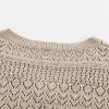 Women's Brown Eyelet Pattern V Neck Drop Shoulder Sweater - Casual Chic for Fall - Image 25