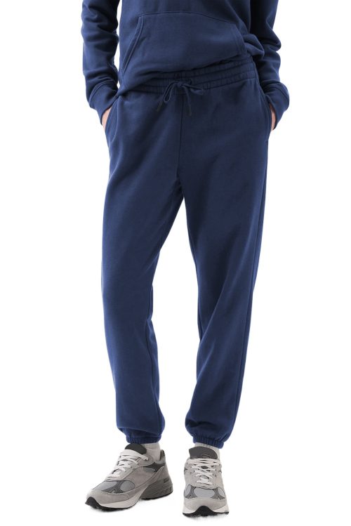 Women's Navy Blue Fleece Lined Drawstring Waist Joggers