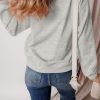 Women's Gray Solid Fleece Lined Drop Shoulder Terry Sweatshirt - Image 3