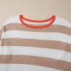 Women's Apricot Colorblock Striped Round Neck Drop Shoulder Sweater - Image 7