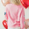 Women's Pink Sequin Heart Graphic Sweatshirt - Romantic Letters for Valentine's Day - Image 3