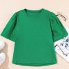 Bright Green Eyelet Embroidered Patchwork Shift Top for Women - Image 4