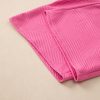 Bonbon Pink Textured V Neck Top and Wide Leg Pants Set for Women - Image 15