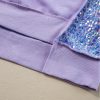 Women's Lilac Sequin Patchwork High Low Hem Henley Sweatshirt - Casual Chic - Image 9