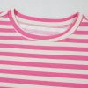 Women's Rose Stripe Crew Neck T-Shirt and Drawstring Shorts Set - Casual Summer Outfit - Image 13