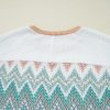 Women's White Chevron Patchwork Raglan Sleeve Knitted T-Shirt - Casual and Comfy - Image 17