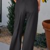 Women's High Waist Wide Leg Jeans with Ruffles and Side Pockets - Black - Image 2