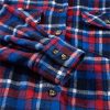 Women's Navy Blue Plaid Flap Pocket Button Up Shacket - Image 8