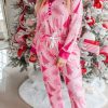 Women's Christmas Tree Print V Neck Pullover & Drawstring Pants Lounge Set - Image 2