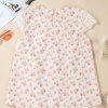 Women's Pink Floral Print Crochet Cap Sleeve Blouse with Embroidery Detail - Image 8