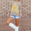 Women's Medium Grey Floral Starbust Exposed Seam Long Sleeve Top - Image 7