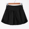 Women's Black Solid Pocketed Crossover High Waist Swim Skort - Image 9