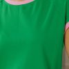 Women's Bright Green Two Tone Contrast Textured Crewneck Tee and Shorts Set - Image 9