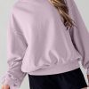 Women's Orchid Petal Exposed Seam Batwing Sleeve Drop Shoulder Sweatshirt - Image 2