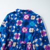 Women's Blue Floral Peasant Sleeve Tiered Ruffle Midi Dress - Image 14