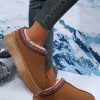 Women's Chestnut Contrast Print Suede Plush Lined Snow Boots for Winter - Image 7