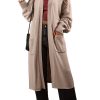 Women's Beige Long Knitted Cardigan with Puff Sleeves and Side Pockets - Image 12