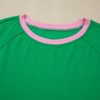 Women's Bright Green Two Tone Contrast Textured Crewneck Tee and Shorts Set - Image 14