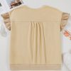 Women's Plus Size Parchment Ruffled Short Sleeve Top with Bowknot Applique - Image 6