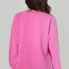 Women's Bonbon Solid O Neck High Low Hem Pullover Sweatshirt - Image 2