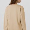 Women's Apricot Drop Shoulder Fleece Lined High Low Sweatshirt - Image 2