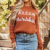 Women's Flamingo Orange Graphic Sweater - Hello Pumpkin Cursive Font - Image 3