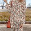 Women's White Floral Printed Long Sleeve Mini Dress - Image 3