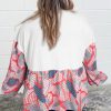 Women's Plus Size Apricot Printed Patchwork Textured Buttoned Blouse - Image 2