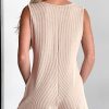 Women's Parchment Corded Knit Sleeveless Romper with Side Pockets - Image 10