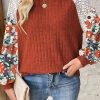 Women's Cinnamon Floral Patchwork Long Sleeve Ribbed Blouse - Image 5