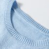 Women's Light Blue Knitted Sweater with Floral Pattern and Ribbed Edge - Image 8