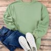 Women's Smoke Green Crewneck Pullover Sweatshirt with Drop Shoulder - Image 7