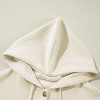 Women's Apricot Textured Hoodie with Buttoned Neckline and Side Pockets - Image 13