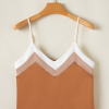 Women's Khaki Chevron Color Block Spaghetti Straps Tank Top - Stylish and Breathable for Summer - Image 7