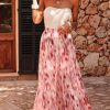 Women's Pink Abstract Watercolor Tie Dye Tiered Maxi Skirt - High Waist Bohemian Style - Image 7