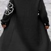 Elegant Black Flower Embroidered Drop Shoulder Open Front Duster Cardigan for Women - Image 3