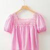 Women's Light Pink Lace Square Neck Puff Sleeve Blouse - Elegant Babydoll Top - Image 11